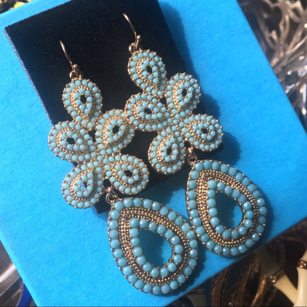:: S&D Turquoise Capri Chandelier Earrings - Picture 5 of 6